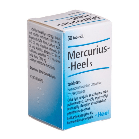 2 x 50 Mercurius-Heel S Homeopathic Tablets 100 tabs - skin conditions, inflammation, suppuration - Maple Wellness Supplements