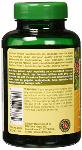 Puritan's Pride Triple Strength Acai 3000 MG, 120 Count Puritan's PrideBuy Supplements Australia