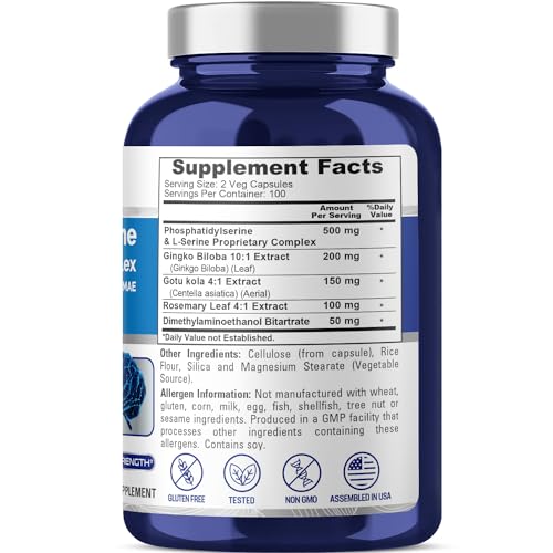 NusaPure Phosphatidylserine Memory Ultimate Complex 1000mg 200 Vegetarian Caps NusaPureBuy Supplements Australia