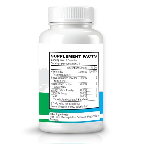 Memory Muscle – Advanced Nootropic Brain Supplement with Vitamin B12, Bacopa Monnieri & DMAE for Focus, Memory, Mental Clarity & Clean Energy – Premium Cognitive Support Formula Oaks NutritionBuy Supplements Australia