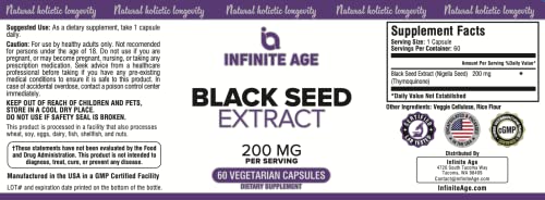 INFINITE AGE Dry Organic Black Seed Oil Extract Capsules - Nigella Sativa Seed Extract INFINITE AGEBuy Supplements Australia