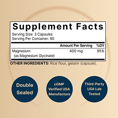 NatureBell Magnesium Glycinate 400mg (Elemental), 270 Capsules – 100% Chelated NatureBellBuy Supplements Australia
