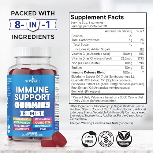 NEW AGE 8 in 1 Immune Support Booster Supplement with Elderberry, Vitamin C NEW AGEBuy Supplements Australia