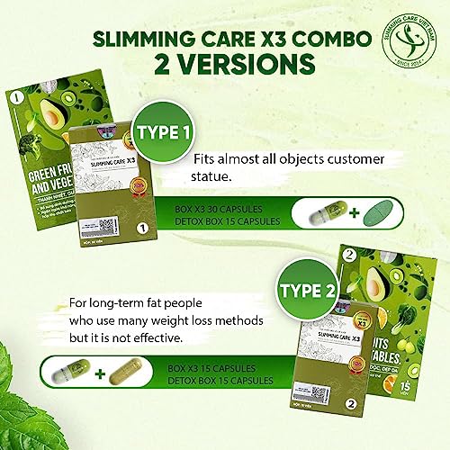 Slimming Care Newest Version X3 Type 1 Diet for Everyone (30pills/Box) + Free Vegetable Heath SecretBuy Supplements Australia