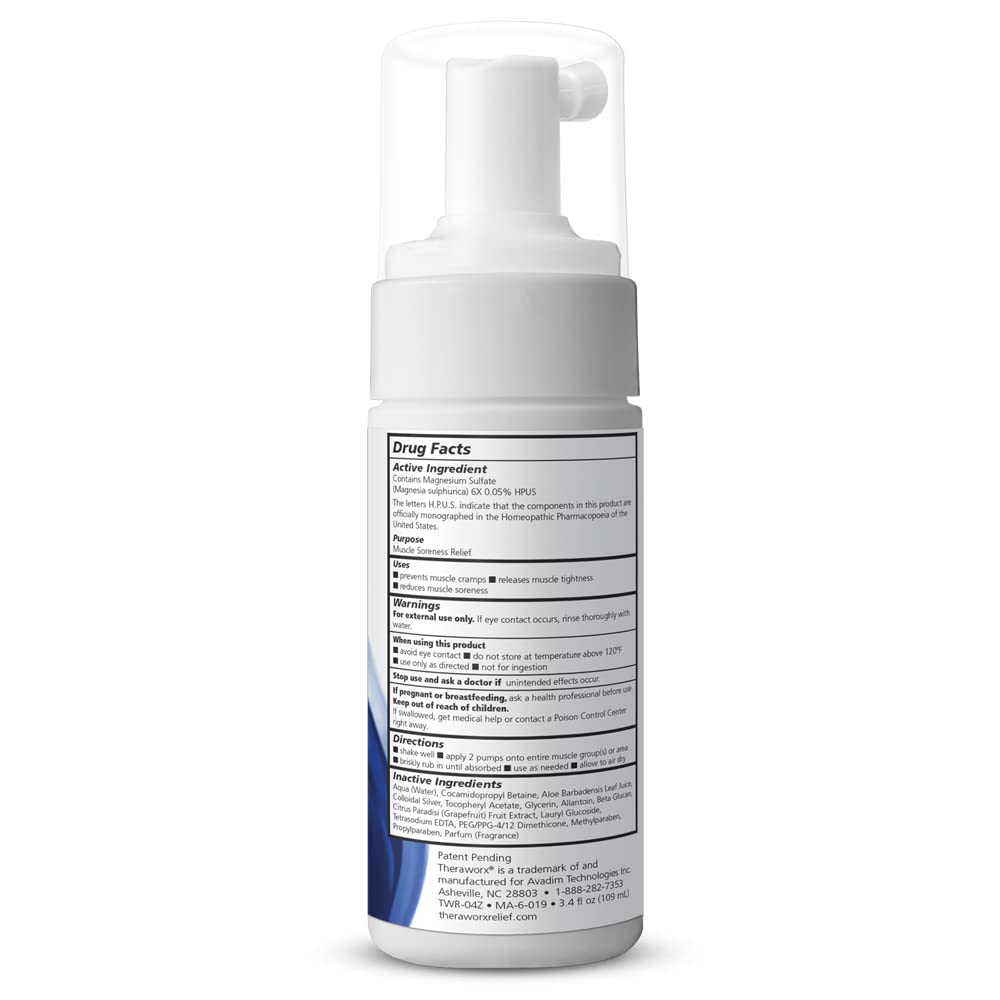THERAWORX Relief Fast-Acting Foam for Leg & Foot Cramps and Muscle Soreness, 3.4oz Travel Size TheraworxBuy Supplements Australia