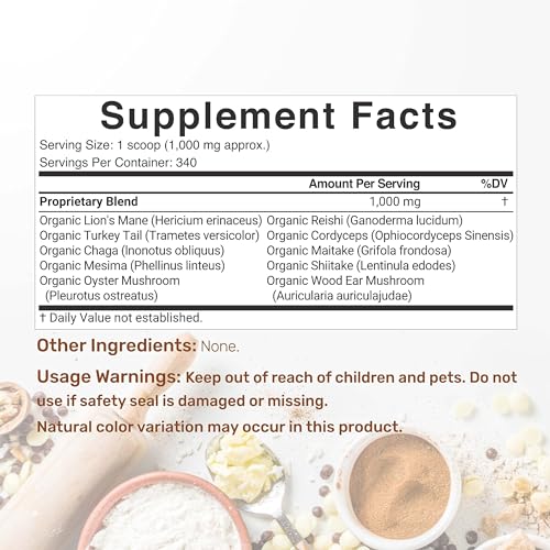 Organic Mushroom Powder Supplement, 12oz – 10 in 1 Active Blend – Turkey Tail, Lions Mane DEAL SUPPLEMENTBuy Supplements Australia