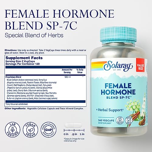 Solaray Female Hormone Blend SP-7C, Herbal Support Hormonal Balance for Women SOLARAYBuy Supplements Australia