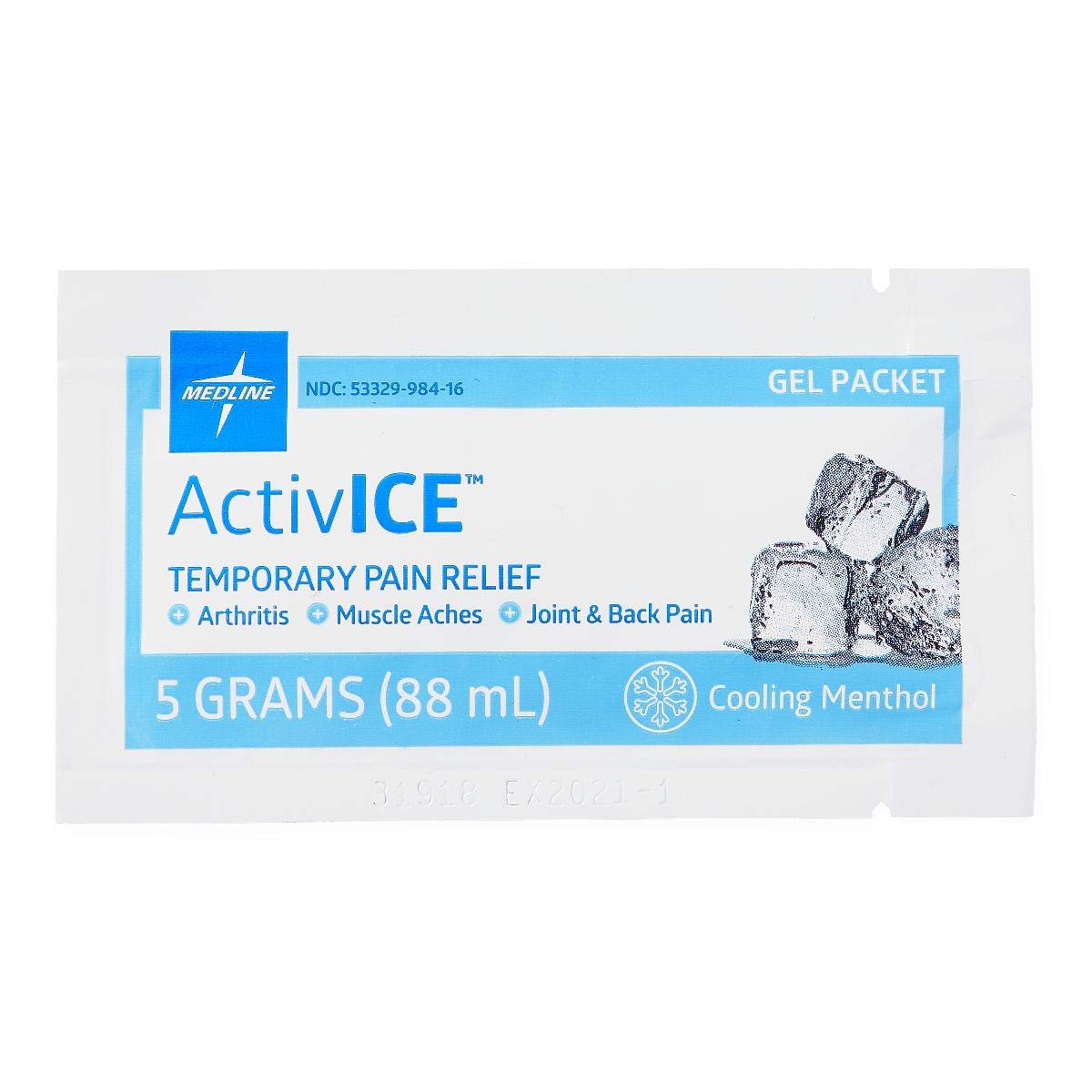 Medline ActivICE Topical Pain Reliever Gel, Great for Arthritis, Muscle Aches and Back Injuries, 5 grams - 100 Packs MedlineBuy Supplements Australia