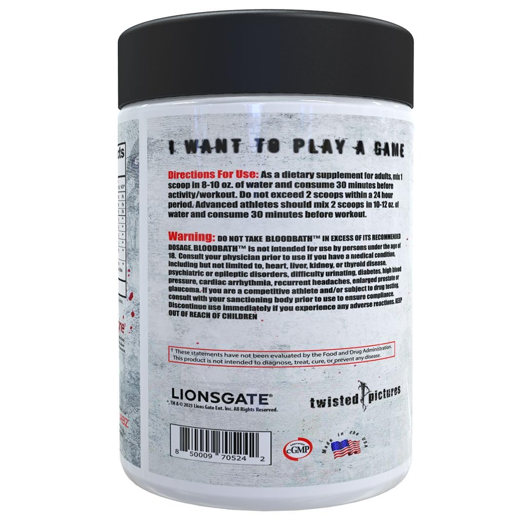 Insane Labz Saw® Bloodbath, Non-Stim Pump Pre Workout Powder with Nitrosigine®, OxyGold™, Agmatine Sulfate, L-Citrulline and Betainne Anhydrous, 40 Srvgs (Grape)