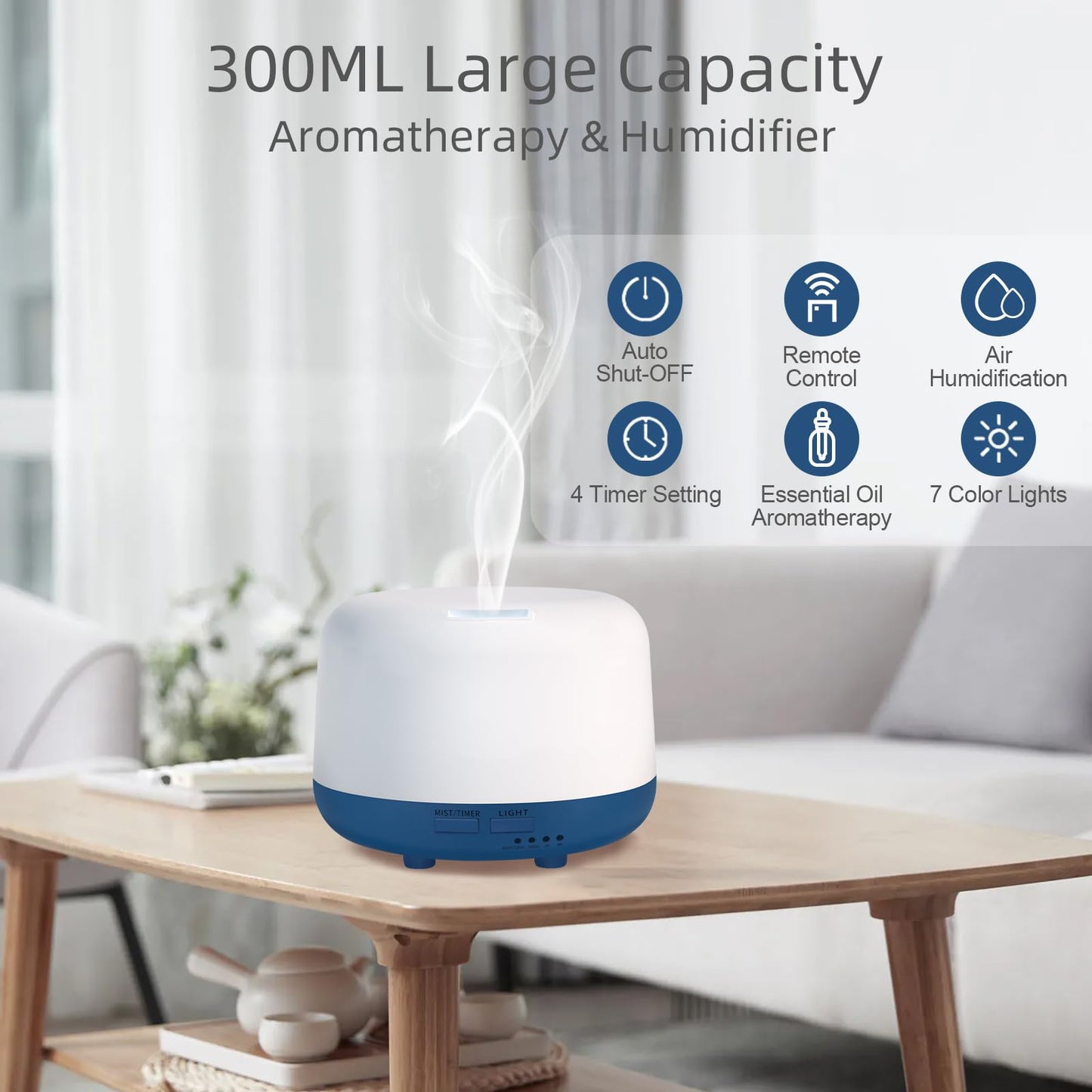 Marchred 300ML Essential Oil Diffuser with Remote Control, 7 LED Color Changing Light MarchredBuy Supplements Australia