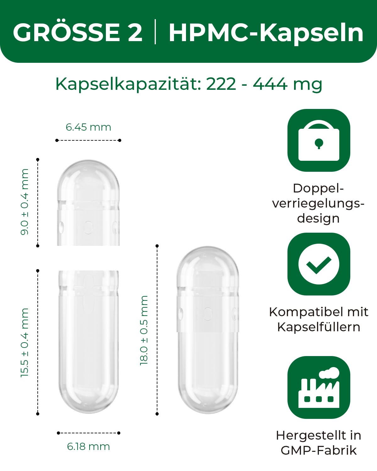 HPMC Empty Capsules Size 2-200 Clear Count Pill Capsules Empty - Plant-Based Cellulose | Vegetarian, Halal, Non-GMO | for DIY Supplement & Herbal Filling MéipaLienBuy Supplements Australia