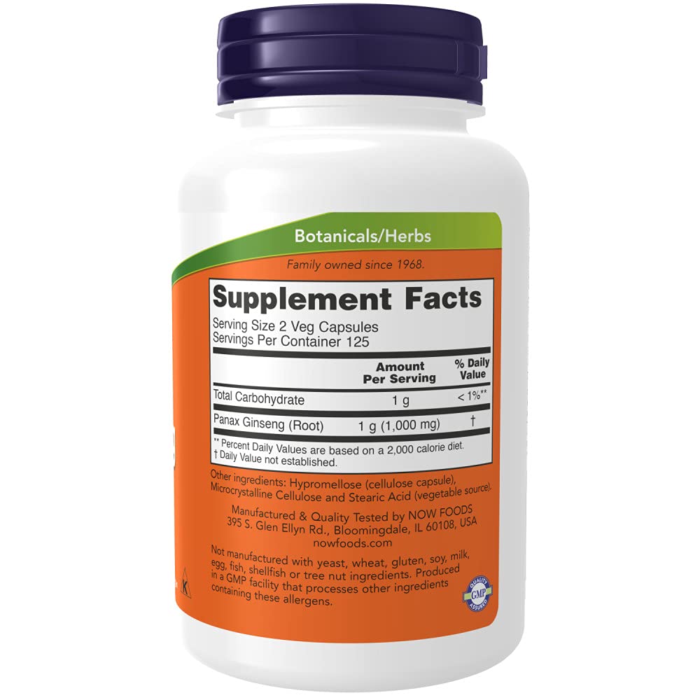 NOW Supplements, Panax Ginseng (Root) 500 mg, Adaptogenic Herb*, 250 Veg Capsules NOWBuy Supplements Australia