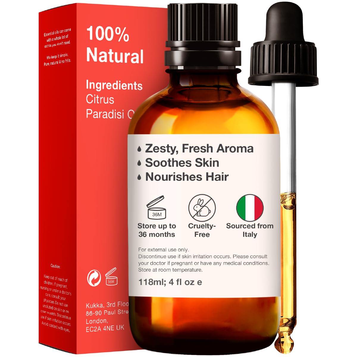 Kukka Grapefruit Essential Oil for Diffuser - 100% Natural Grapefruit Essential Oil for Skin KUKKA essential oilsBuy Supplements Australia