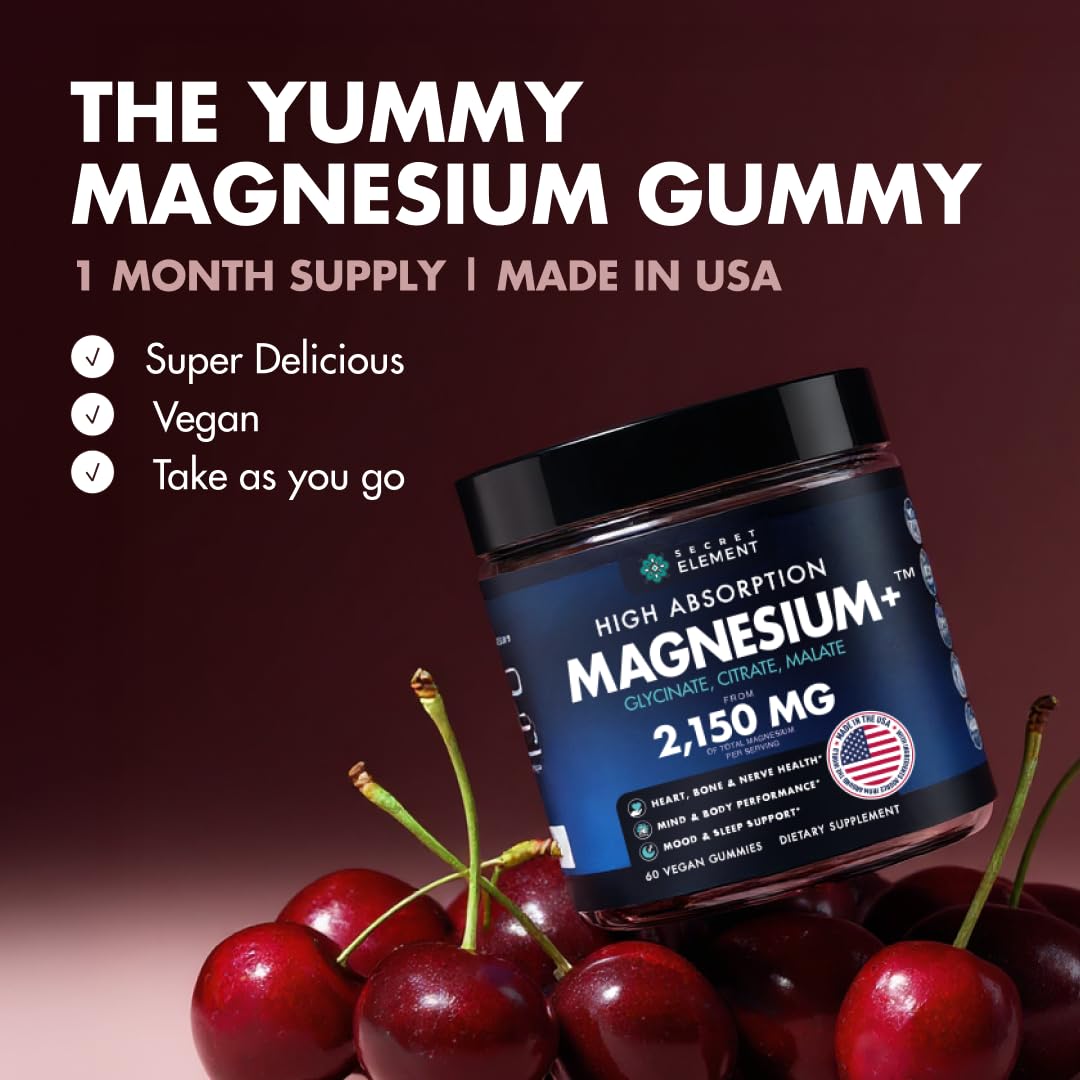 Magnesium Gummies 3in1 - Glycinate, Citrat, Malate 2150 MG High Absorption Supplement, Sugar-Free, Vegan, Chews for Men & Women, Inspired by Wellness Traditions