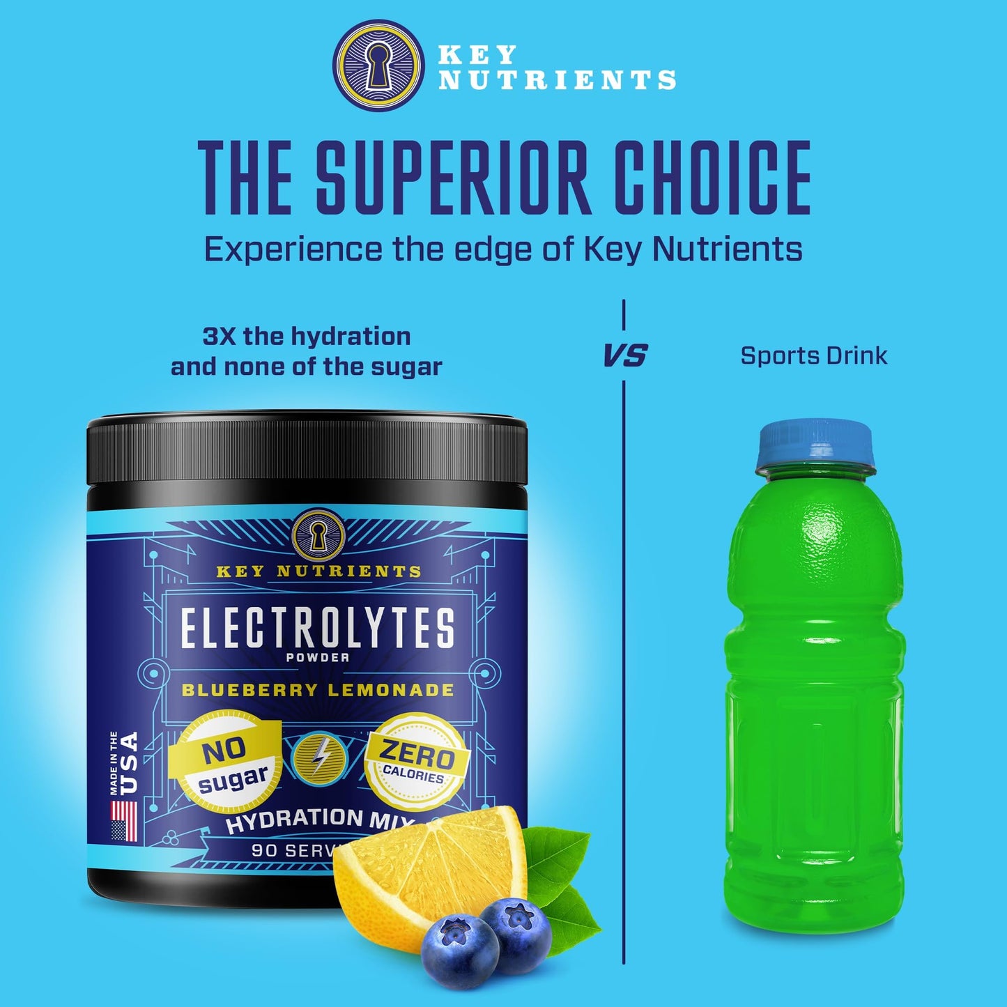 KEY NUTRIENTS Multivitamin Electrolytes Powder No Sugar - Fresh Blueberry Lemonade KEY NUTRIENTSBuy Supplements Australia
