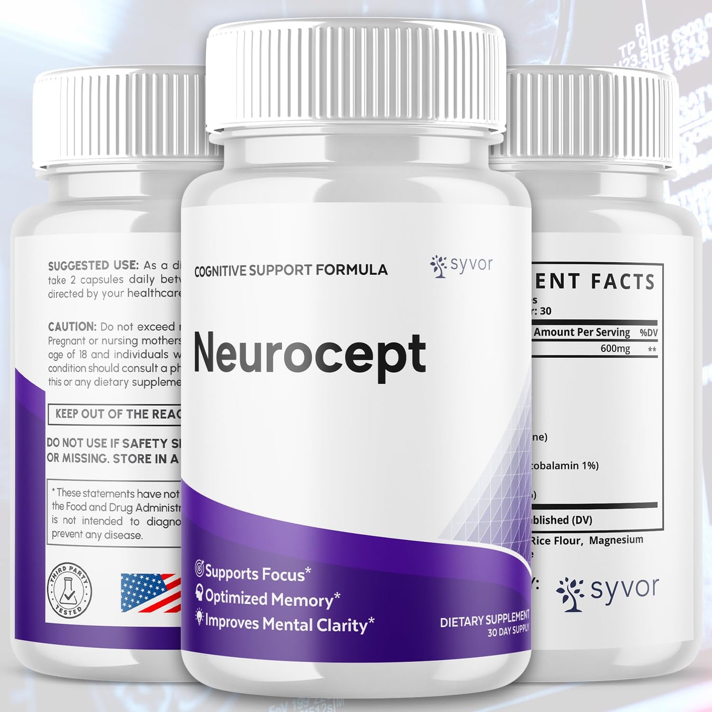 Neurocept Capsules, Official Neurocept Brain Supplement Pills with All Natural Ingredients, Advanced Formula Support Pills with Maximum Strength Premium Vitamins for Women and Men (60 Capsules) SyvorBuy Supplements Australia