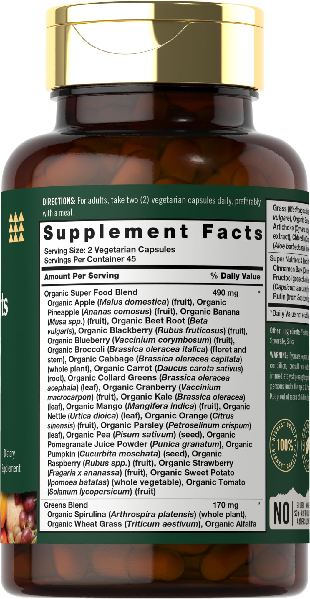 Tahoe Nutritionals Super Fruits and Veggies Capsules | 90 Count | Vegetarian, Non-GMO and Gluten Free Supplement Tahoe NutritionalsBuy Supplements Australia