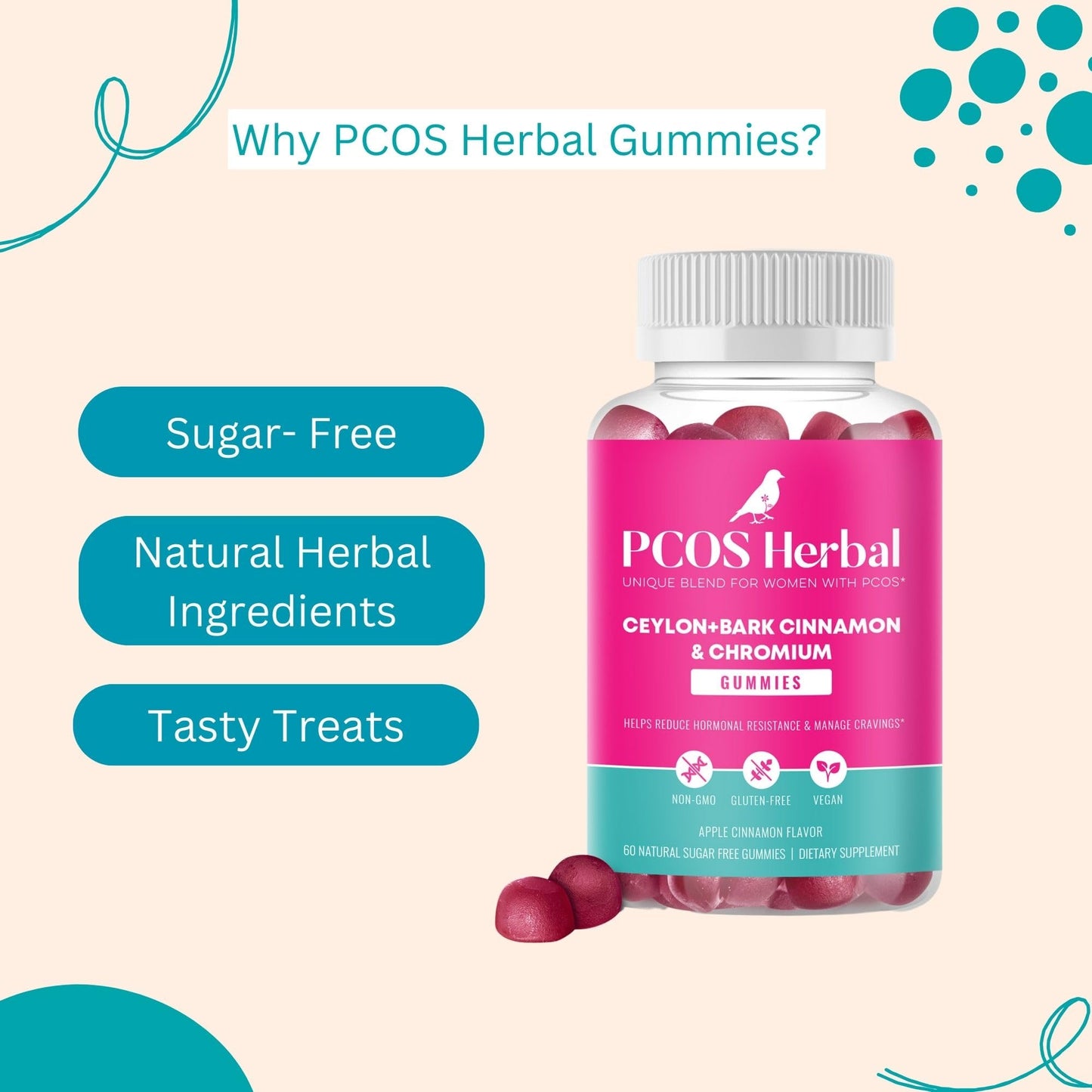 PCOS Herbal Gummies: Manage Cravings and Hormonal Balance; Cinnamon Complex PCOS Herbal TeaBuy Supplements Australia
