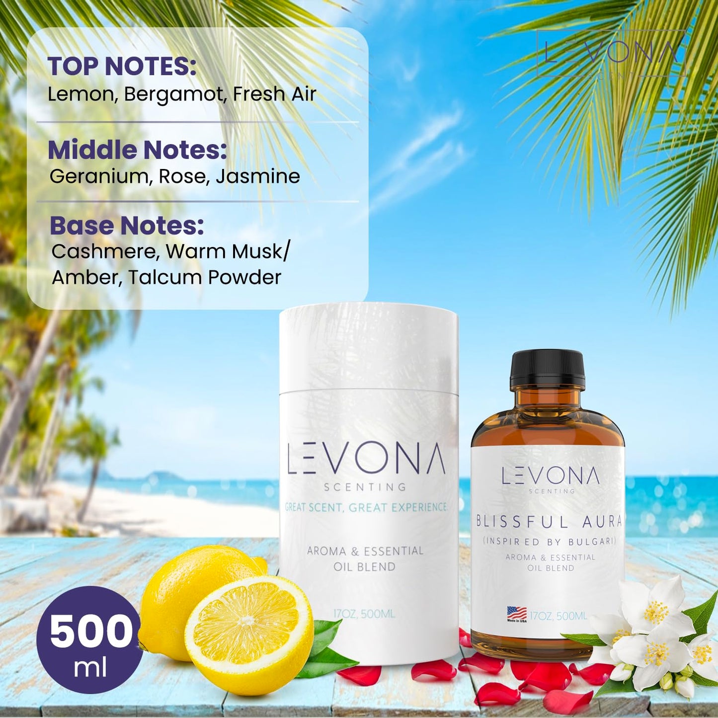Levona Scent Essential Oils for Diffuser: Blissful Aura Inspired by Bulgari with Notes of Amber LEVONA SCENTBuy Supplements Australia