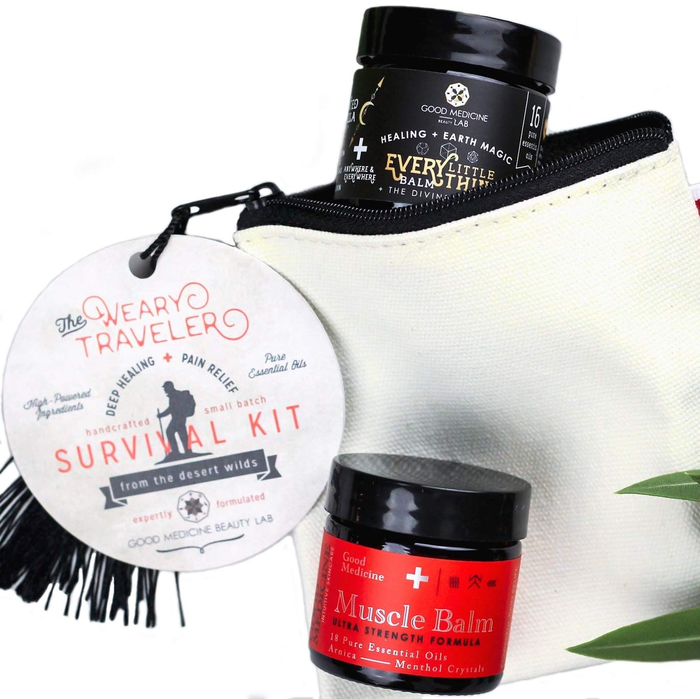 The Weary Traveler - Muscle Balm and Every Little Thing Balm, The On The Go Kit to Help with Sore Aching Muscle and Joints, Help Dry, Cracked Skin, Soften Caulloused Hands and Feet (1 oz.) GOOD MEDICINE INTUITIVE SKINCAREBuy Supplements Australia