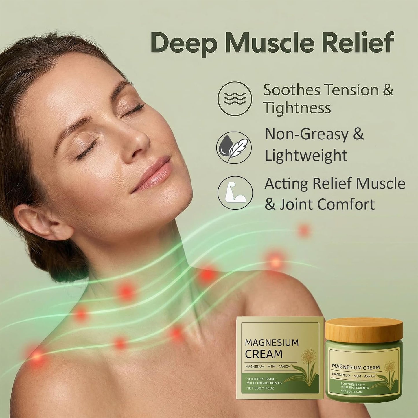 Magnesium Cream with MSM & Arnica,Nerve Relief Mild Ingredients for Skin Soothing,Fast-Absorbing Non-Greasy Massage Cream for Daily Comfort GenericBuy Supplements Australia