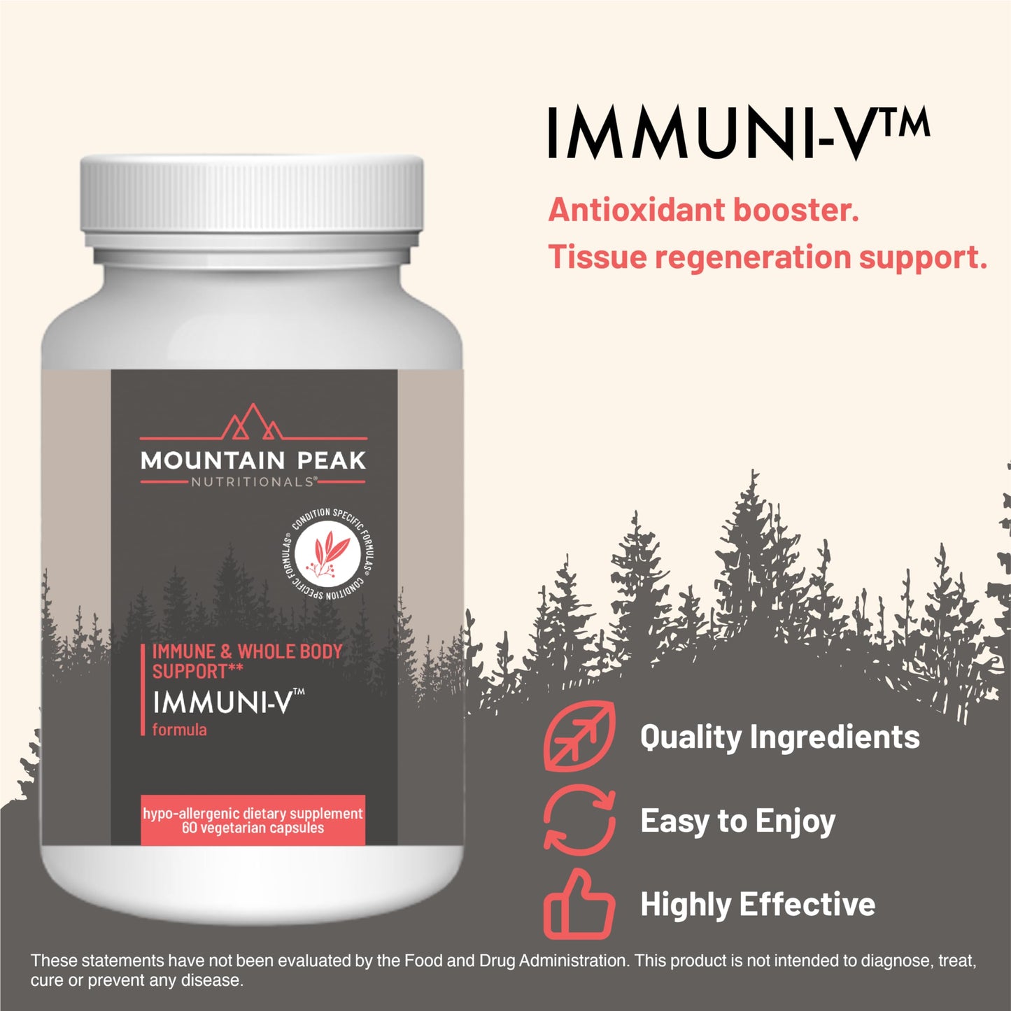 Mountain Peak Nutritionals Immuni-V - Immune System & Whole Body Support Supplement - Natural Antioxidant Booster with Humic Acid, Olive Extract, & Elderberry (60 Vegetarian Capsules) Mountain Peak NutritionalsBuy Supplements Australia