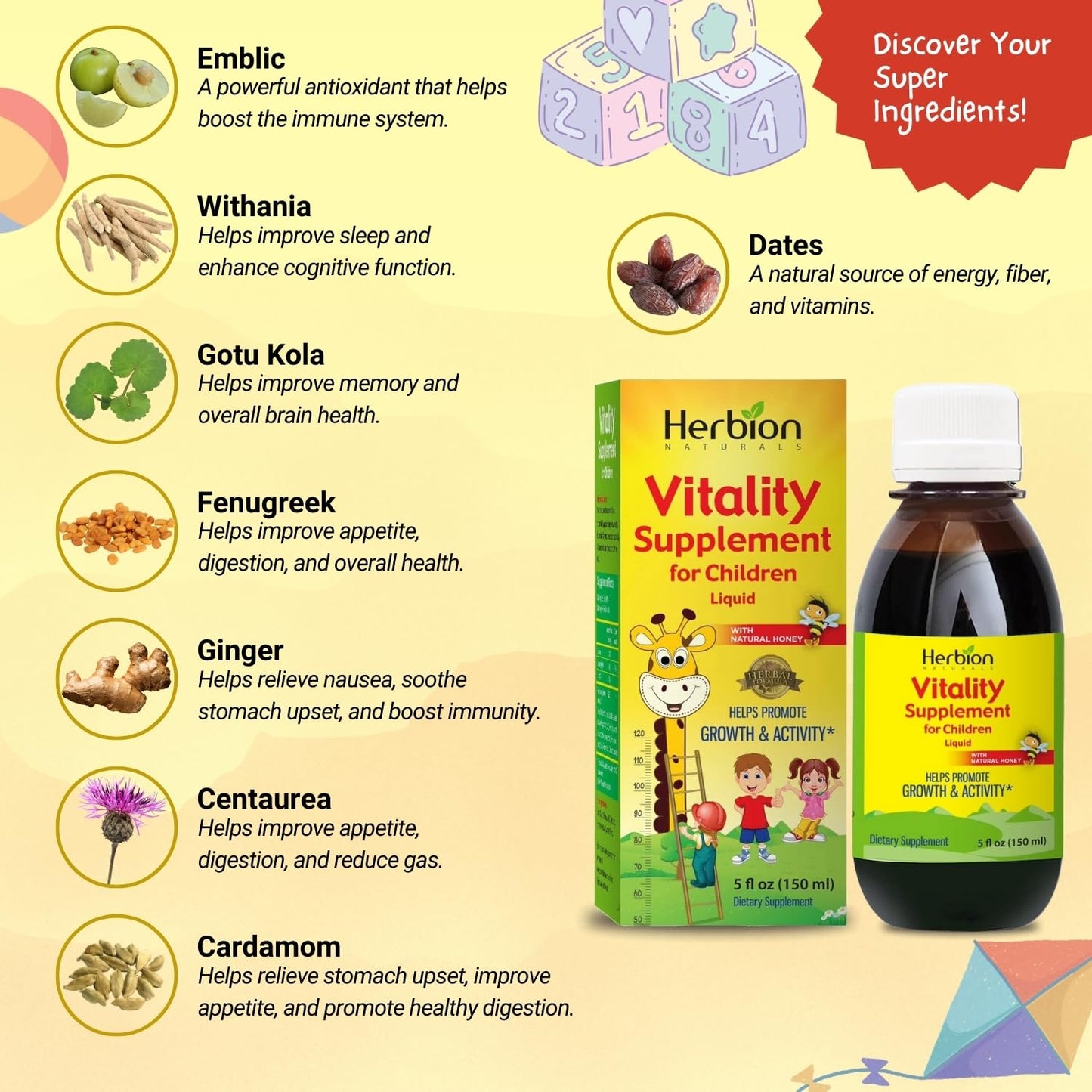Herbion Naturals Vitality Supplement Syrup for Children, Promotes Growth and Appetite Herbion NaturalsBuy Supplements Australia