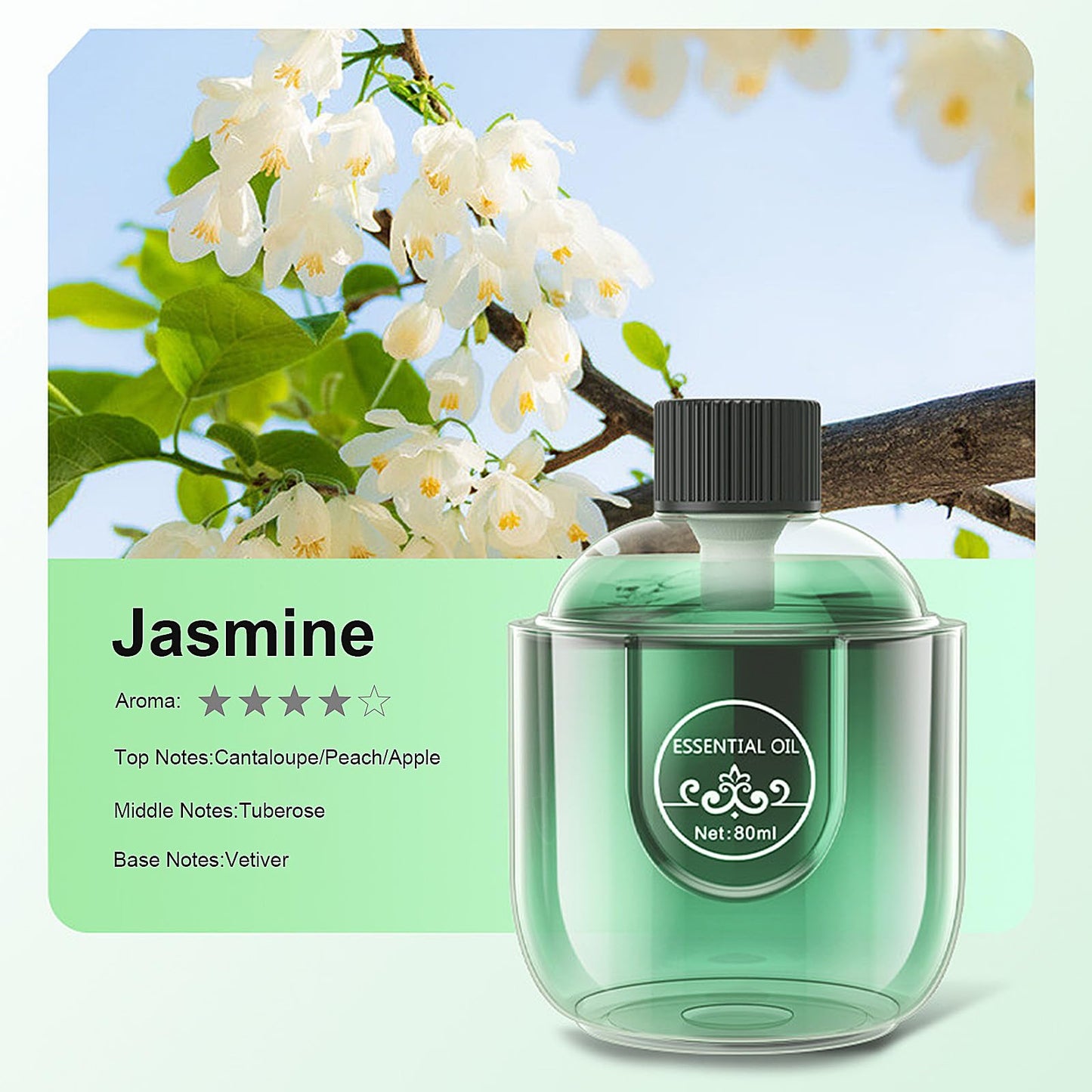80ml Jasmine Diffuser Liquid Refill, Long Lasting 2.7 oz Oil Refill for Diffuser DIUFJAGBuy Supplements Australia