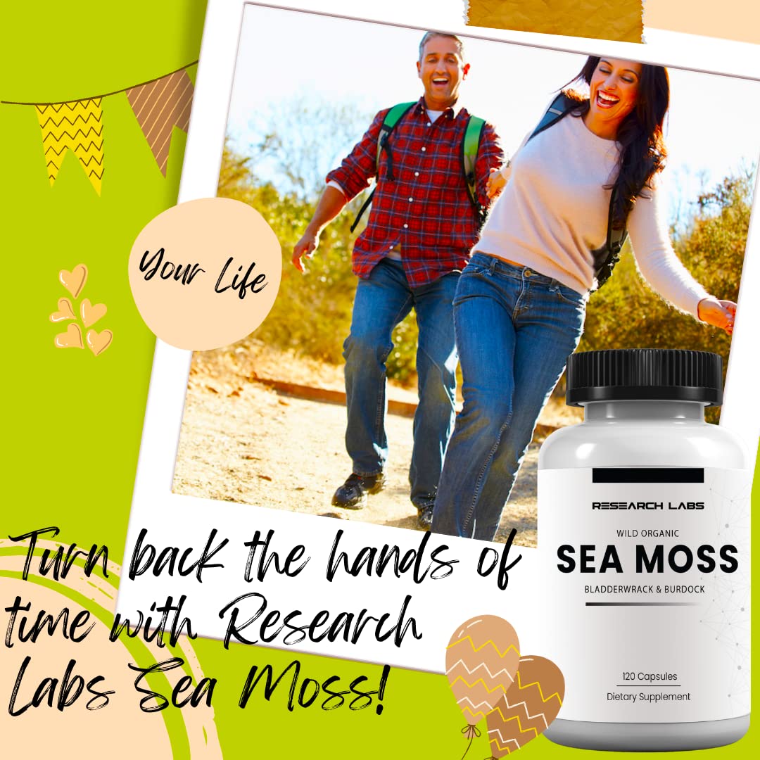 Research Labs 2 Fer 1 Ad Organic Irish Sea Moss Capsules 240 Total Pills, Raw Wildcrafted Seamoss Enhanced w/Bladderwrack & Burdock Root Antioxidant Powerhouse. Thyroid Support Research LabsBuy Supplements Australia