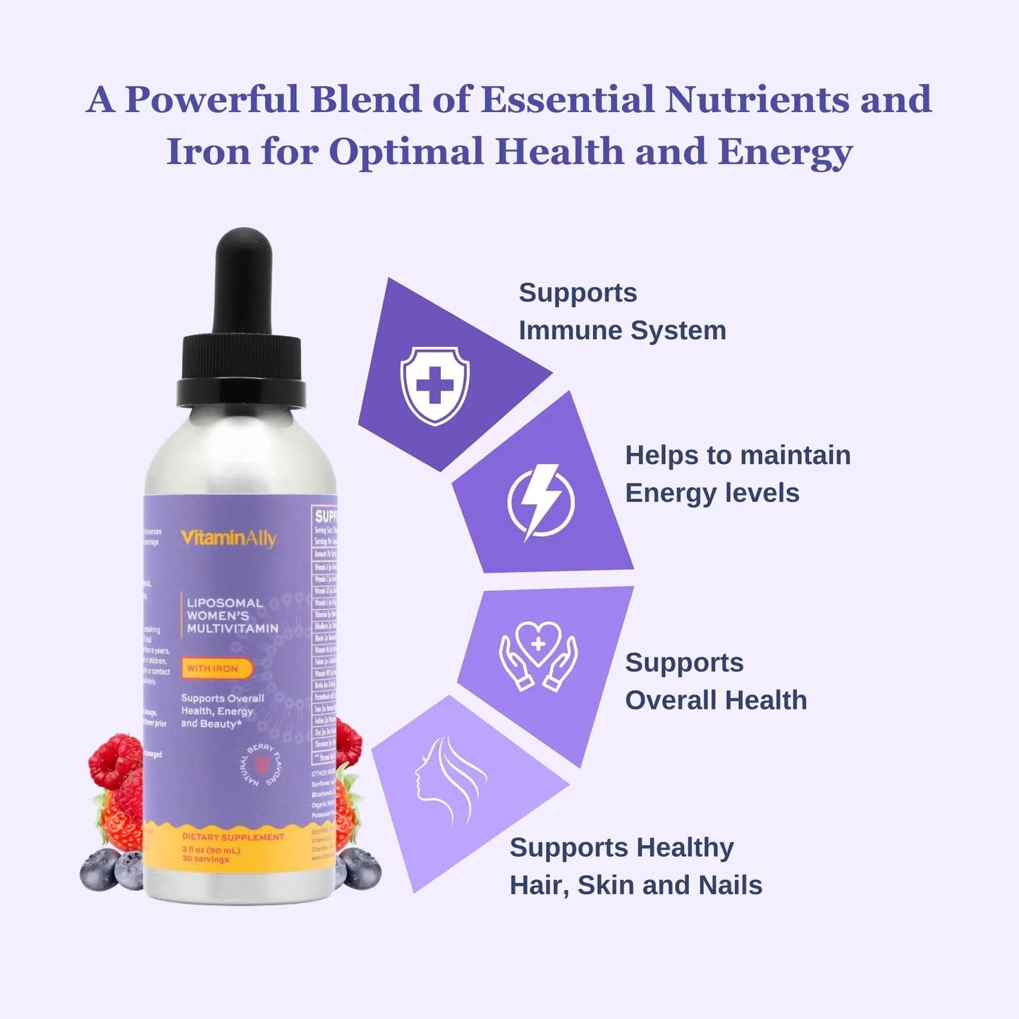 Vitaminally Women's Multivitamin liposomal Liquid Drops with Iron | 30 Day Supply | 3 FL Oz | Non-GMO | Gluten Free | Supports Overall Health, Energy and Beauty VitaminallyBuy Supplements Australia
