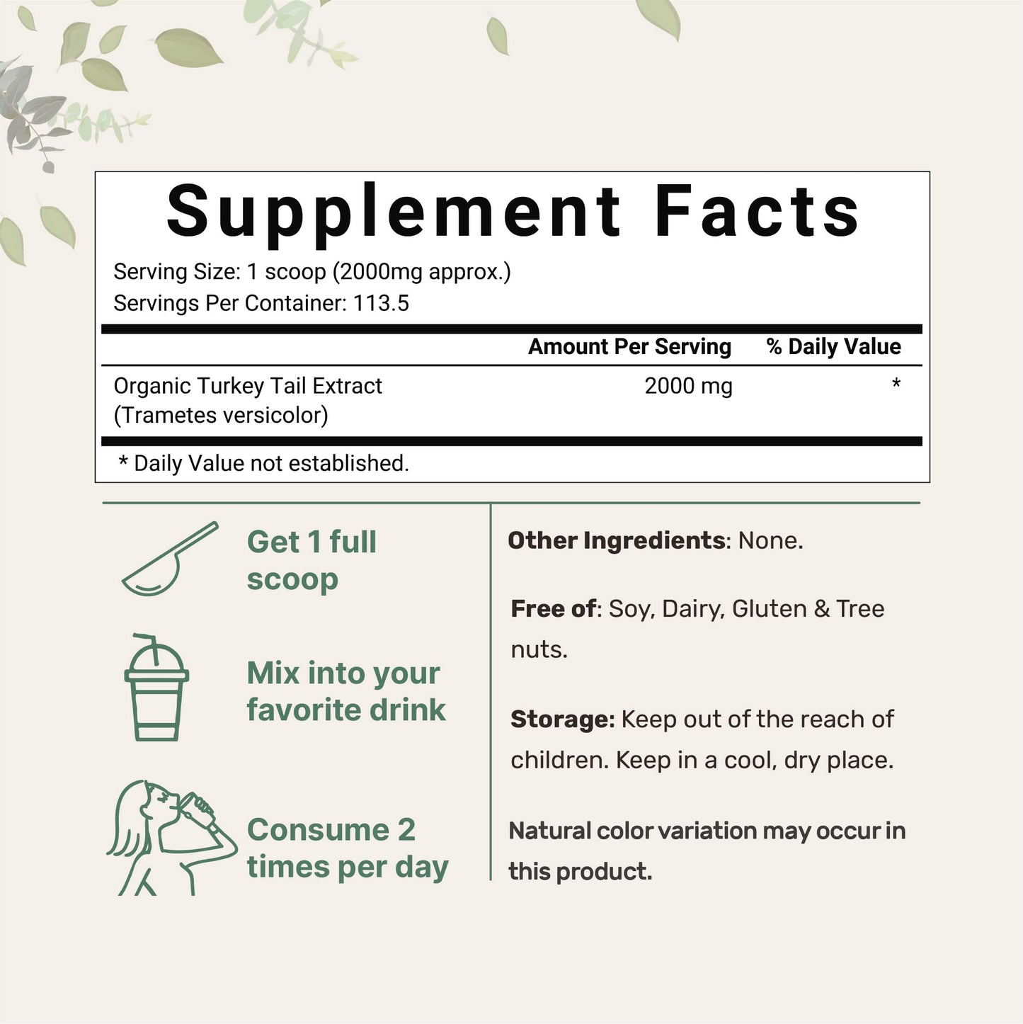 Organic Turkey Tail Mushroom Powder (50:1 Extract), 8 Ounce | Sustainably US Grown Micro IngredientsBuy Supplements Australia