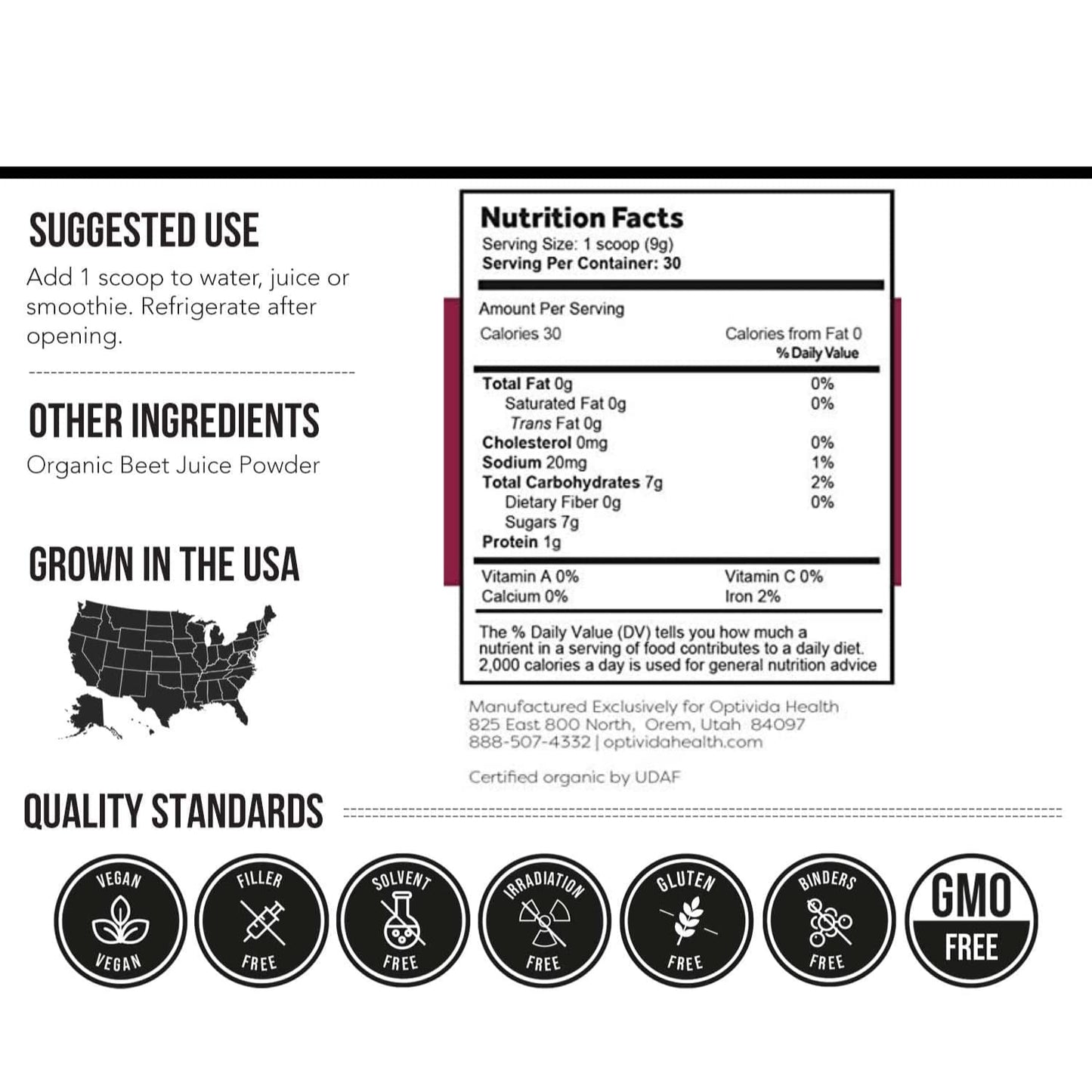 OPTIVIDA Nitric Oxide Beet Powder Organic | All Natural Beets Roots Supplements | Support Blood Flow, Heart & Liver Health | Vegan, Non-GMO, and Gluten Free 30 Servings