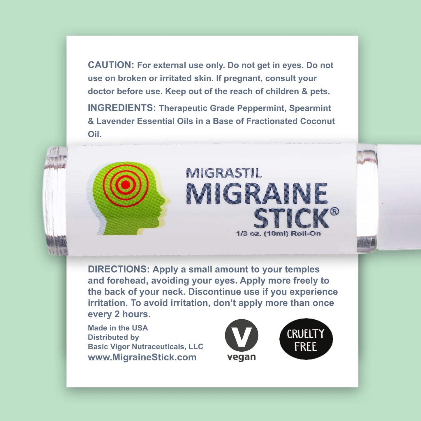 Migrastil Migraine Stick® Rollon - Fast Cooling Comfort for Your Head. Aromatherapy with Peppermint Basic VigorBuy Supplements Australia