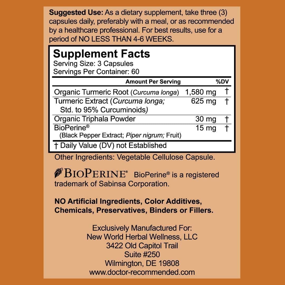 Turmeric Curcumin - 2250mg/d - Veggie Caps - 95% Curcuminoids with Black Pepper DOCTOR RECOMMENDED SUPPLEMENTSBuy Supplements Australia
