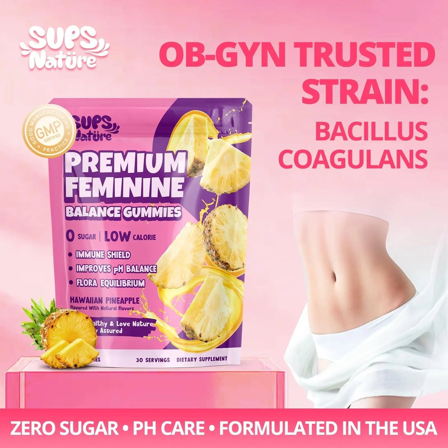 Women's Probiotic Gummies Nutrition Premium Feminine Balance Gummies - Supports pH Balance, Digestion & Immune Health - Hawaiian Pineapple Flavor sups natureBuy Supplements Australia