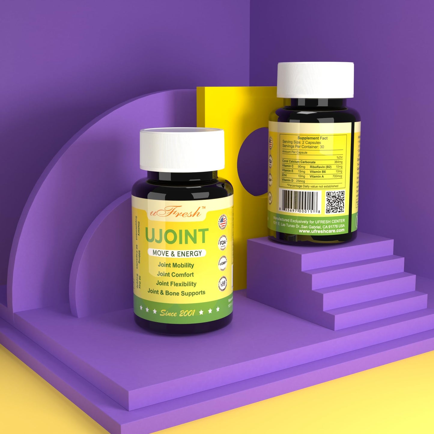 UJoint Move & Energy Joint Flexibility and Mobility Dietary Supplements, 30 Day Supply, 60 Capsules (1) uFreshBuy Supplements Australia