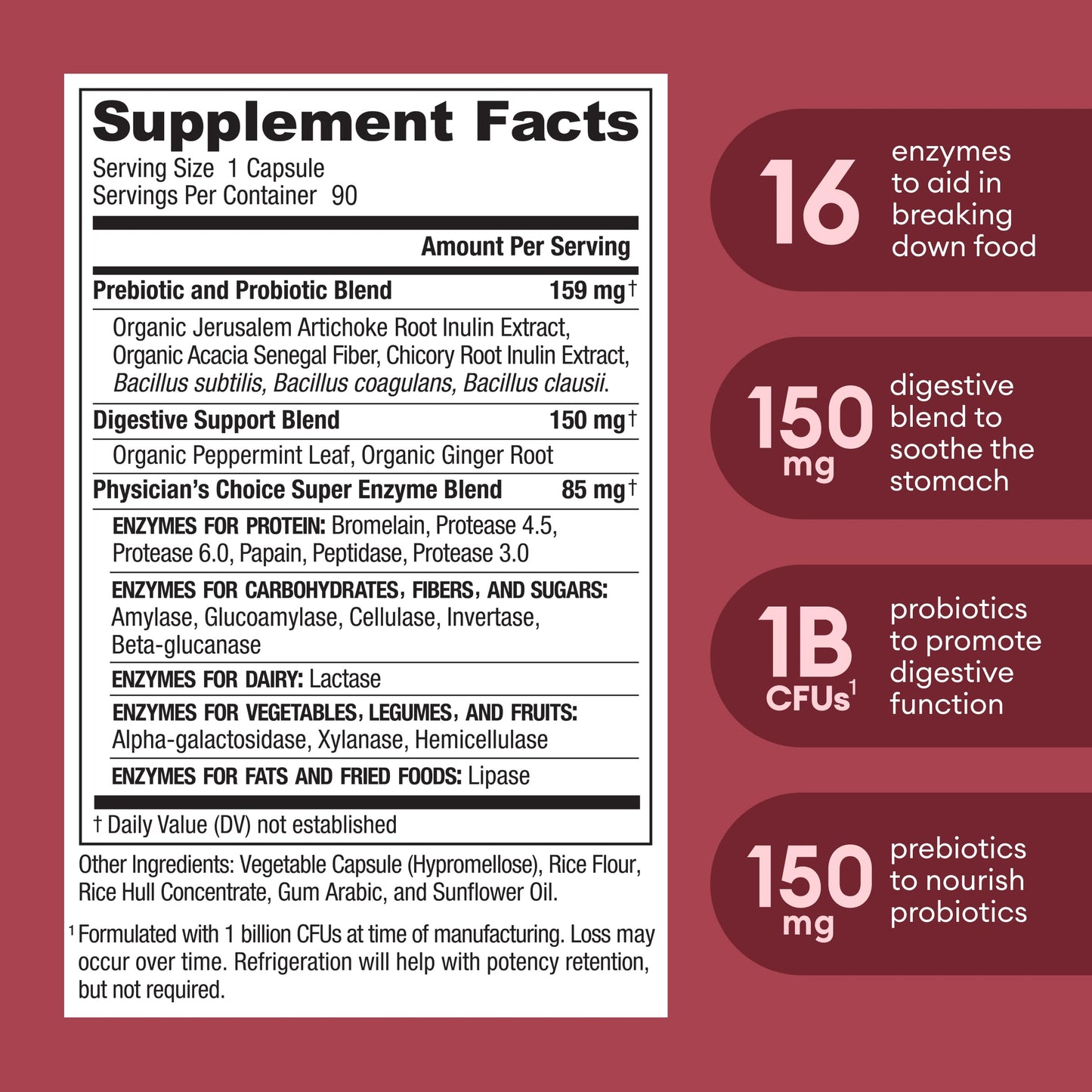 Physician's CHOICE Digestive Enzymes - Multi Enzymes, Bromelain, Organic Prebiotics Physician's CHOICEBuy Supplements Australia