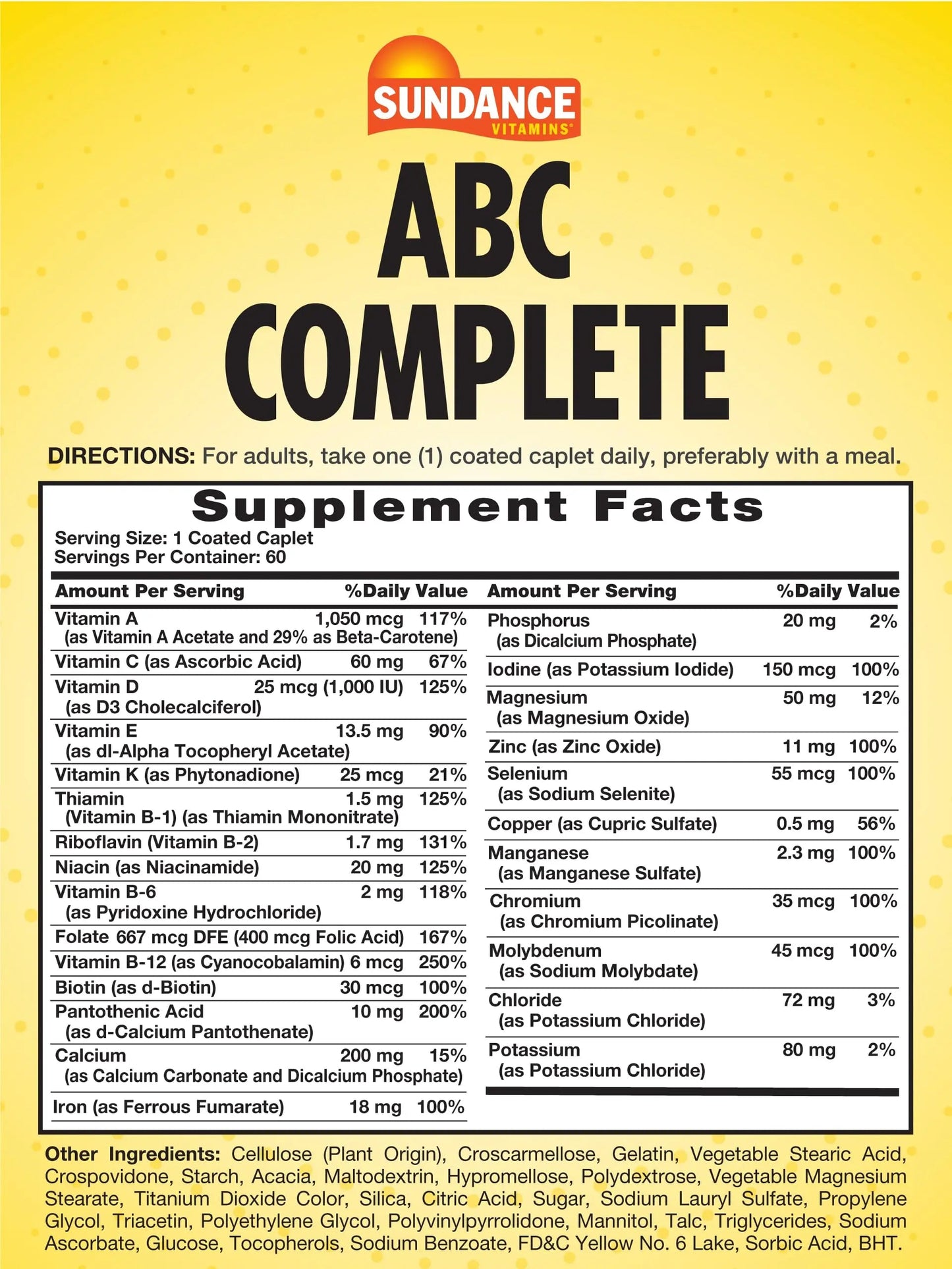 Sundance Multivitamin for Women & Men | with Iron | Mineral Formula ABC Complete | Non-GMO and Gluten Free Supplement SundanceBuy Supplements Australia
