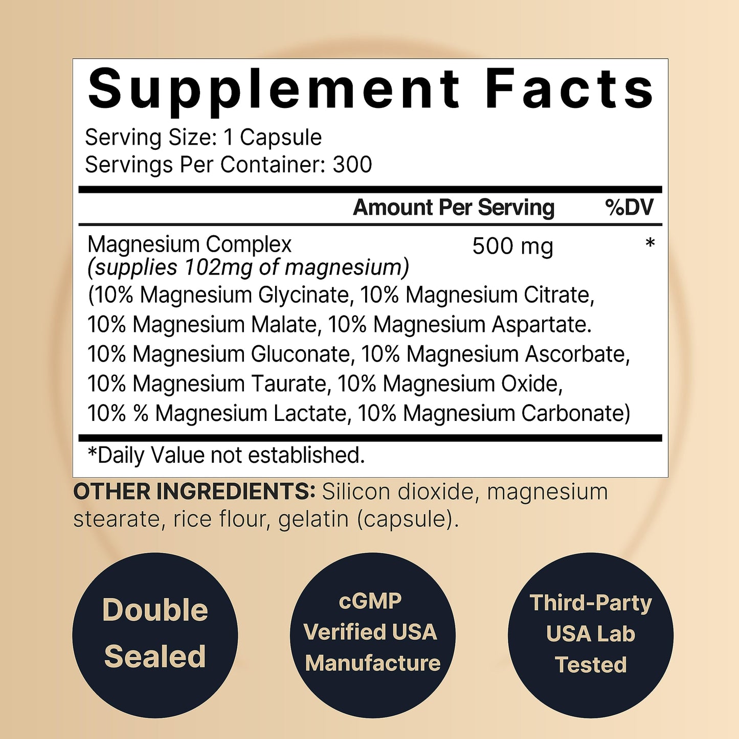 Magnesium Complex Supplement 500mg, 300 Capsules | 10 Active Forms – Glycinate NatureBellBuy Supplements Australia
