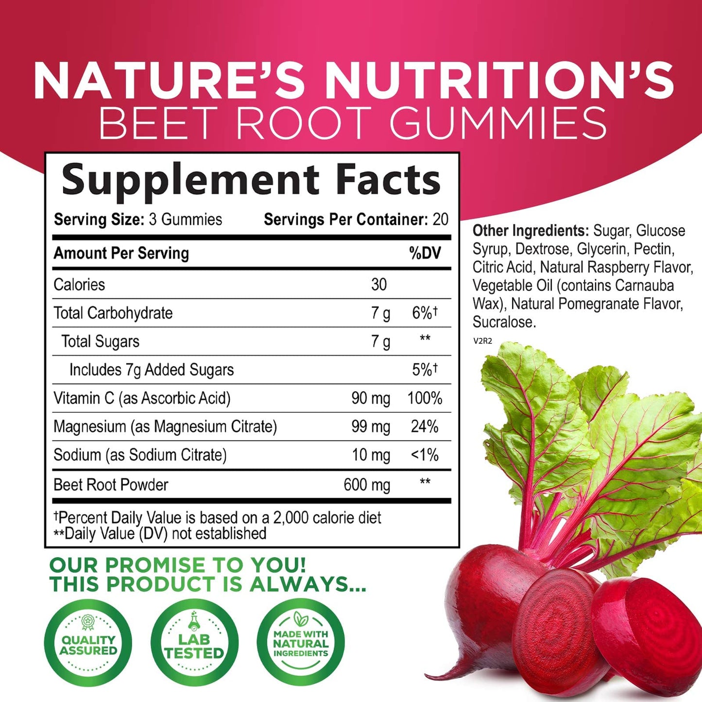 Nature's Nutrition Beet Gummies with Beetroot - Energy & Heart Health Support Nature's NutritionBuy Supplements Australia