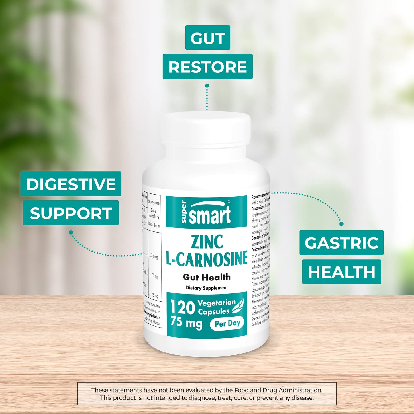 SuperSmart - Zinc L-Carnosine 75mg per Day (Well-Tolerated) - Zinc Carnosine Supplemen SupersmartBuy Supplements Australia