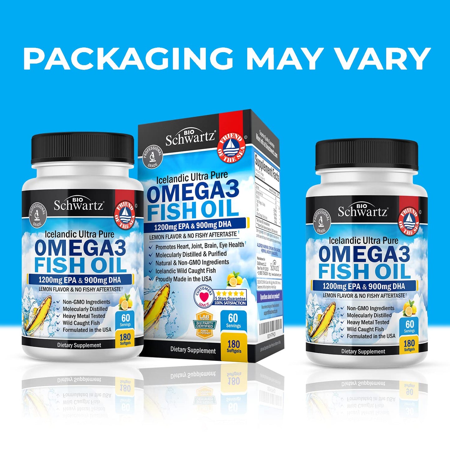Omega 3 Fish Oil Supplement - 1200mg EPA and 900mg DHA Fatty Acid Per Serving BioSchwartzBuy Supplements Australia