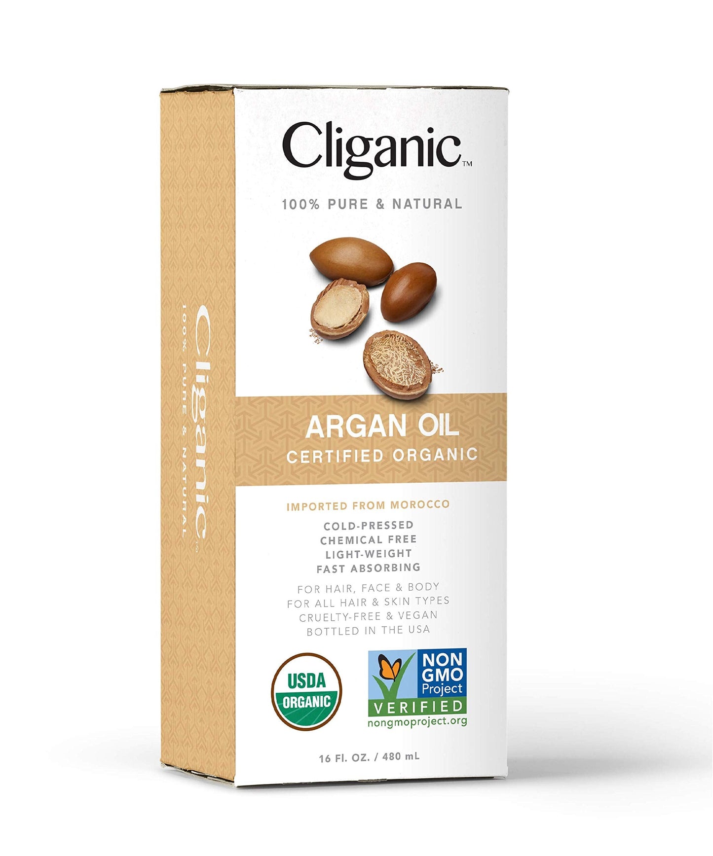 Cliganic Organic Argan Oil 16oz with Pump, 100% Pure | Bulk for Hair, Face & Skin CliganicBuy Supplements Australia