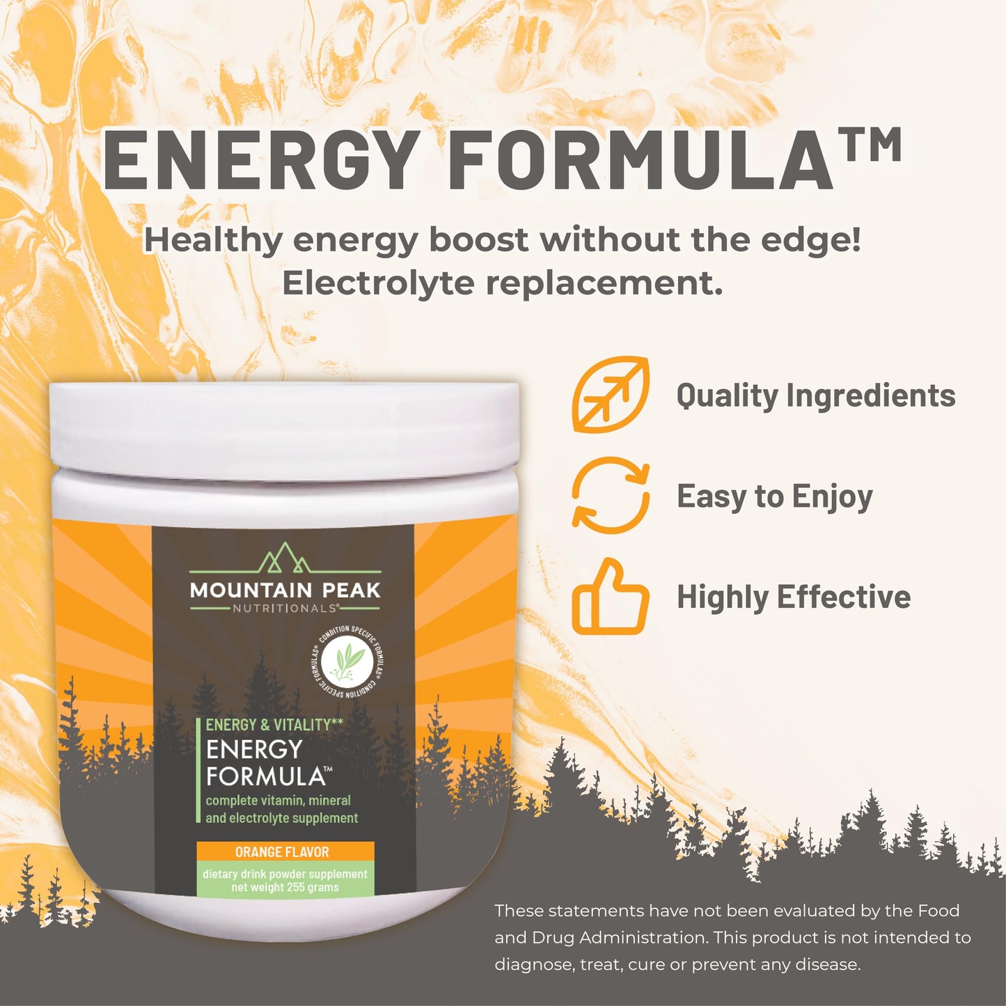 Mountain Peak Nutritionals Energy Formula - All in One Multi-Mineral Powder - Complete Nutrition, Vitamin, Mineral, and Electrolyte Supplement for Men & Women - Orange Flavor (255g, 30 Servings) Mountain Peak NutritionalsBuy Supplements Australia