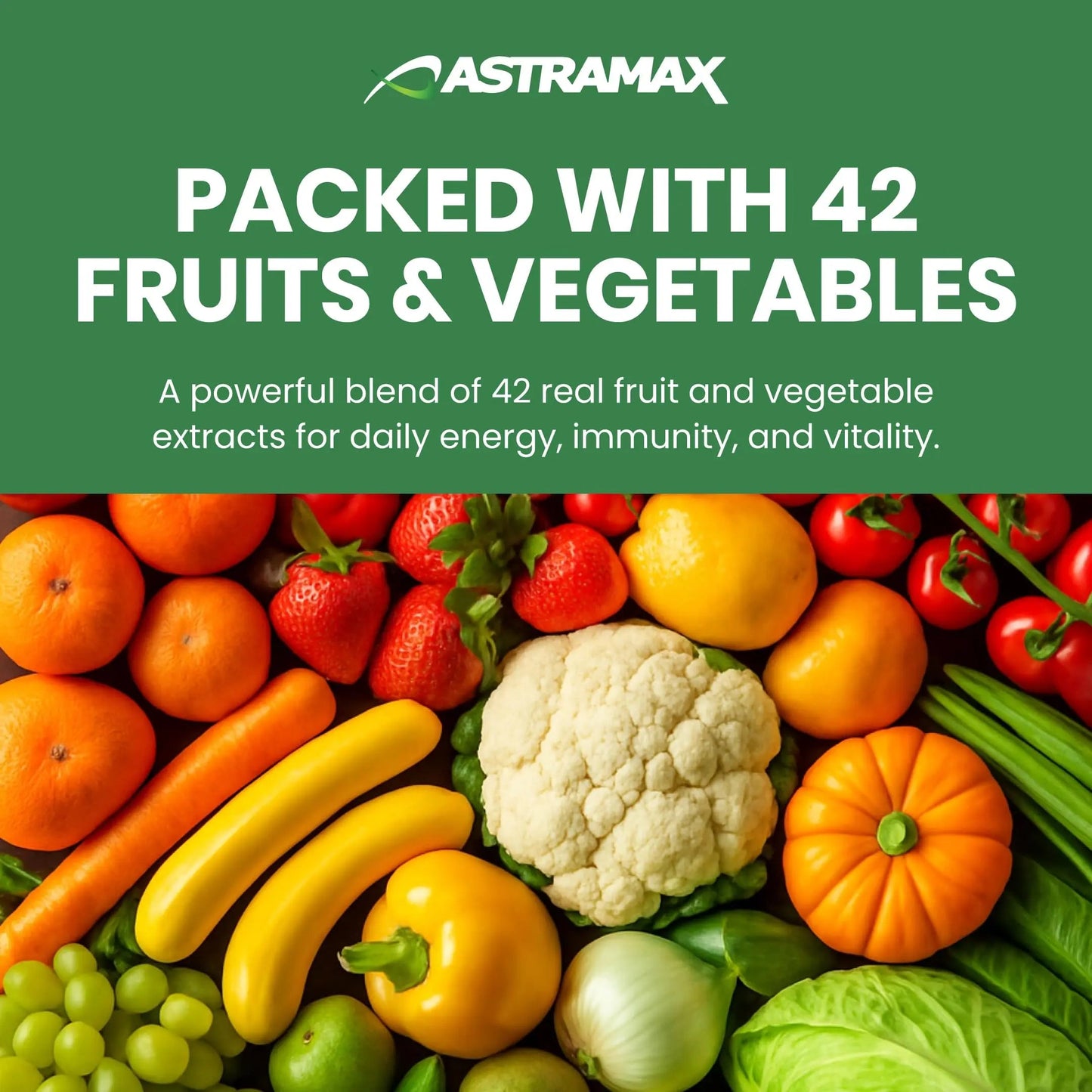 Astramax Advanced Vegan Multivitamin | Whole Food-Based Vitamin & Mineral Complex with 26 Nutrients, B12, D3, Probiotics & 42 Superfoods | Astramax