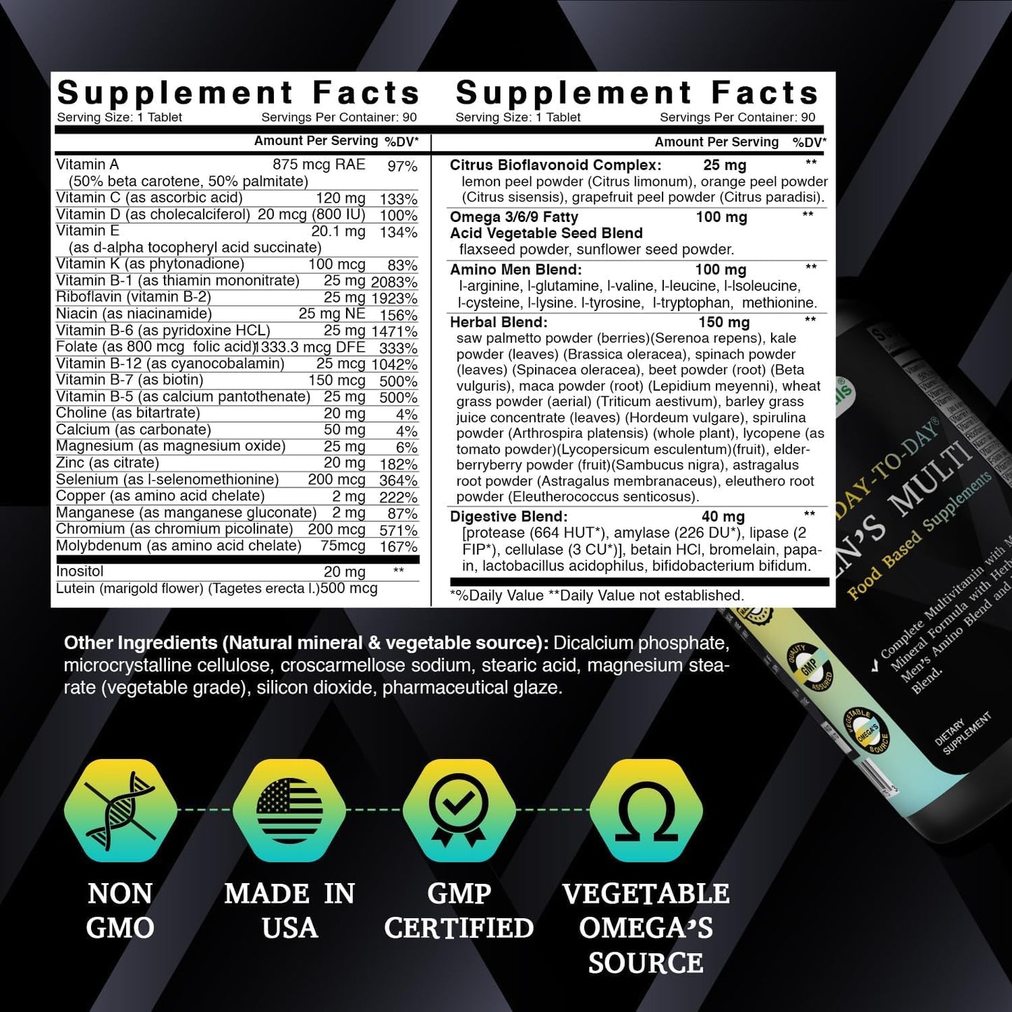 Best Naturals Day-to-Day Men's Multivitamin Food Based Supplement with Vitamin A, L-Arginine, L-Glutamine, L-Lysine- 90 Tablets Best NaturalsBuy Supplements Australia