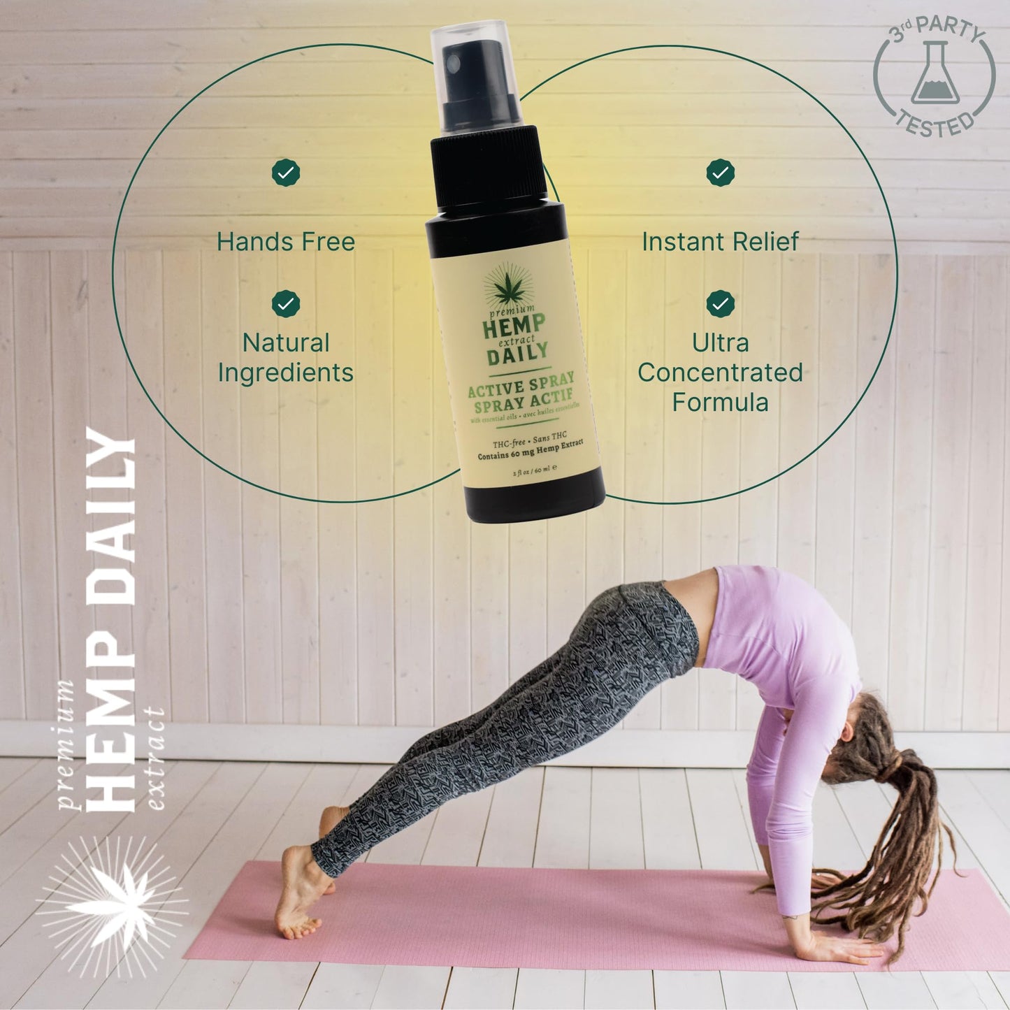 Hemp Daily Active Spray | Hemp Spray with Essential Oils | Vegan, Organic Ingredients | 2 Fluid Ounces (Original Spray, Single) Premium Hemp Extract DailyBuy Supplements Australia