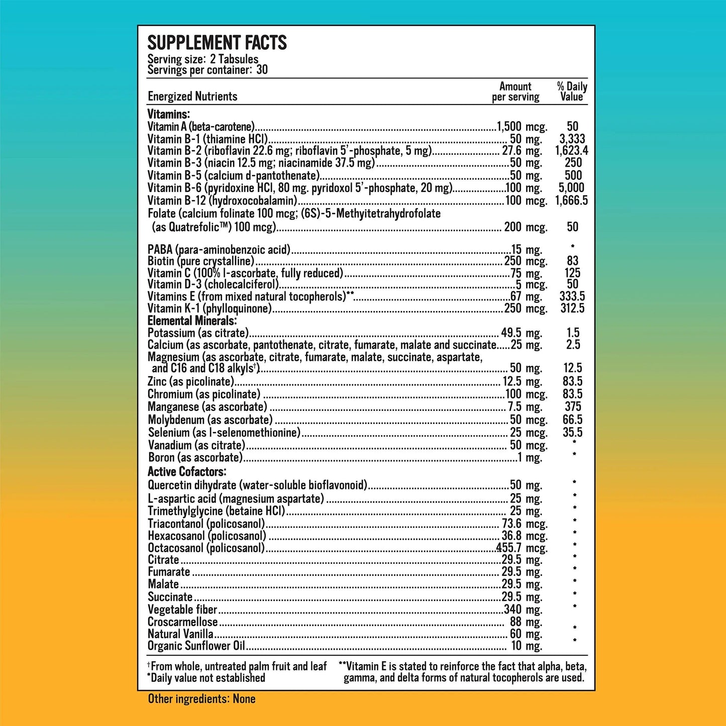 Energized Multi - Potent Multivitamin with 40 Fully Bioavailable Nutrients B Complex Vitamins, Vitamin D, Vitamin C, Vitamin K, Zinc, Quercetin Alkaline for LifeBuy Supplements Australia