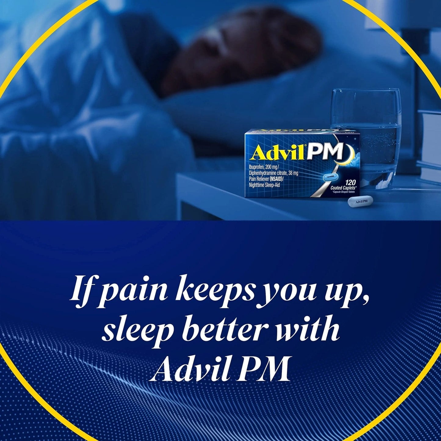 Advil PM Pain Reliever and Nighttime Sleep Aid, Pain Medicine with Ibuprofen for Pain Relief and Diphenhydramine Citrate for a Sleep Aid - 40 Coated Caplets - Maple Wellness Supplements
