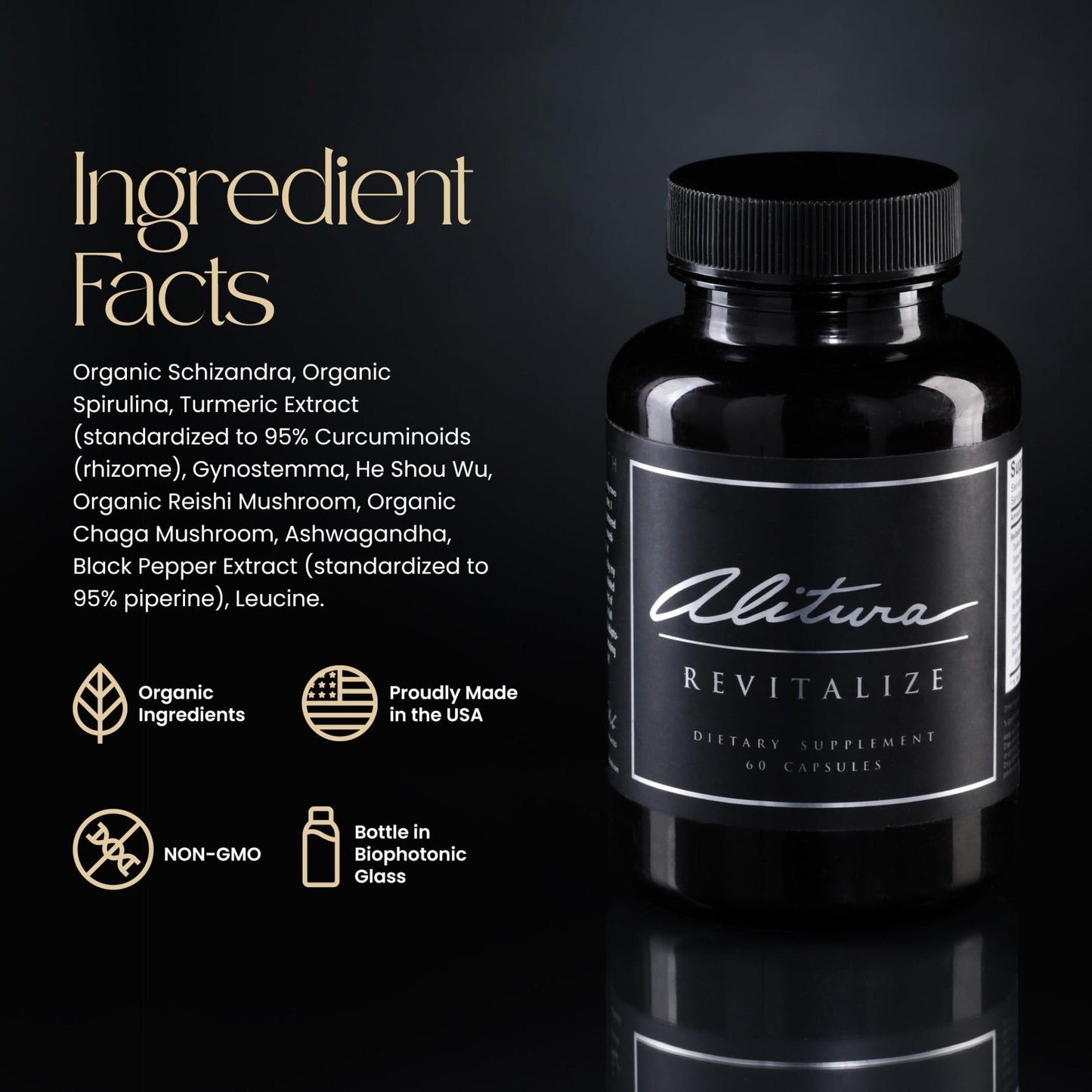 Alitura Revitalize – Organic Ashwagandha & Turmeric Supplement – Natural Energy, Mood & Recovery Support for Men & Women – Adaptogenic Herbs for Daily Wellness – 60 Capsules - Maple Wellness Supplements